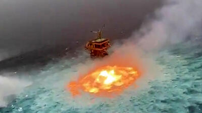 فیلم آتش سوزی مهیب چشم آتش در خط لوله گاز خلیج مکزیک