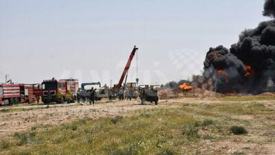 عکس‌های جدید از آتش‌سوزی در خط انتقال نفت سوریه