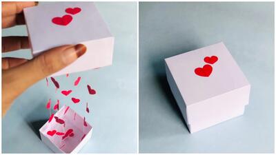 ساخت جعبه هدیه زیبا پر از قلب / ایده جالب هدیه روز تولد
