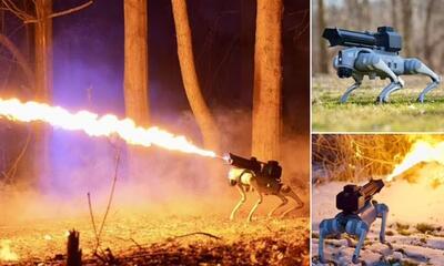 اولین سگ رباتیک مجهز به شعله افکن در آمریکا در دسترس عموم قرار گرفت + ویدیو