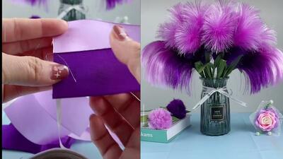 با روبان ساتن یک گلدان گل فوق العاده زیبا درست کنید !