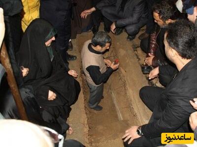 دفن پیکر مادر محمود احمدی نژاد همراه با جلد قرآنی حاوی دستخط سید حسن نصرالله+عکس/ چه دعای قشنگی نوشته