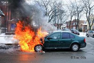 اولین تصویر از آتش‌سوزی هولناک خودرو در تهران