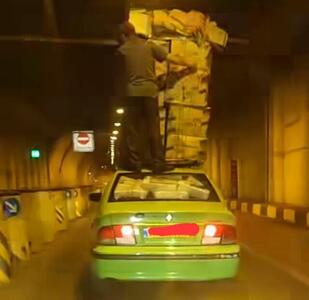 (ویدئو) واکنش تاکسیرانی به فیلم حمل بار عجیب یک تاکسی