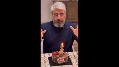 کیک تولد شکلاتی امیر غفارمنش ارسلان سریال دردسرهای عظیم برای 56 سالگی اش / چقدر ساده برگزار کرده