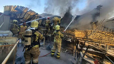 فیلم وحشت آور از آتش سوزی هولناک در شهرک صنعتی شمس آباد