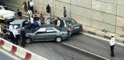 تصادف ۶ خودرو سواری در تهران