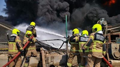 (ویدیو) آتش‌سوزی در محدوده بازار بندرعباس