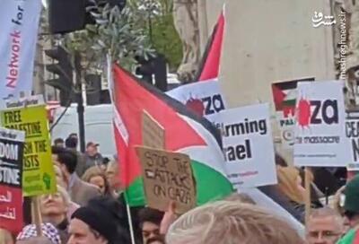 فیلم/ فریاد  غزه غزه  در راهپیمایی حامیان فلسطین در لندن