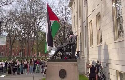 فیلم/ برافراشته شدن پرچم فلسطین در دانشگاه هارواد
