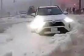 بارش برف شدید در عربستان + فیلم