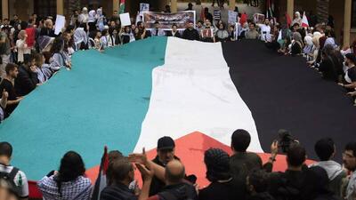 تظاهرات دانشجویان دانشگاه های لبنان در حمایت از فلسطین