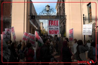 دانشجویان دانشگاه جرج واشنگتن در اعتراض به نسل‌کشی در غزه، در این دانشگاه تحصن کردند
