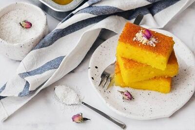 آموزش شیرینی‌پزی /طرز تهیه کیک باقلوایی زعفرانی