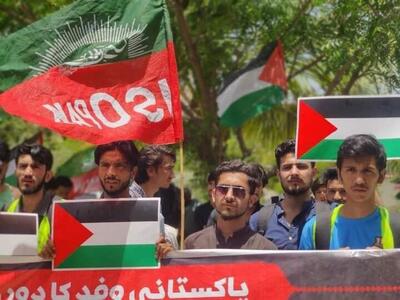 تجمع دانشجویان پاکستانی در همبستگی با حامیان فلسطین در آمریکا+عکس