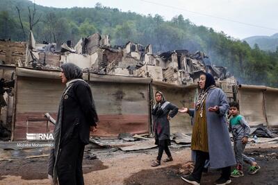 (تصاویر) ویرانی گسترده آتش‌سوزی در روستای گردشگری امام‌زاده ابراهیم