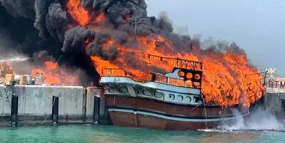 سه سرنشین لنج آتش گرفته در آبهای جزیره هرمز جان باختند