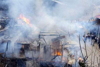 ببینید | تصاویری تلخ از خسارت‌های آتش‌سوزی گسترده در امامزاده ابراهیم (ع)