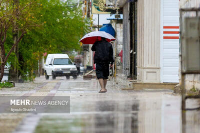 وضعیت بلوار خلیج فارس شهر ایلام بر اثر شدت بارش باران
