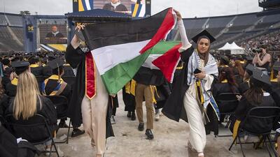 (ویدئو) جشن فارغ‌التحصیلی دانشجویان دانشگاه میشیگان با پرچم فلسطین