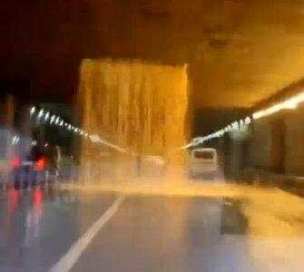 آبشاری که ناگهان در وسط یک اتوبان اصفهان سبز شد + فیلم
