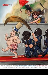 کاریکاتور/ لباس نامرئی شیطان بزرگ | رسوایی دموکراسی و آزادی بیان آمریکایی- گرافیک و کاریکاتور کاریکاتور تسنیم | Tasnim