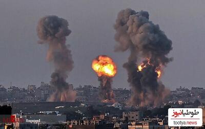 (ویدئو )لحظه دلخراش سقوط تعدادی از مردم غزه از روی ساختمان بمباران شده / حاوی تصاویر آزاردهنده