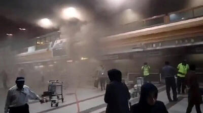 گرفتار شدن حجاج در آتش‌سوزی فرودگاه پاکستان + فیلم