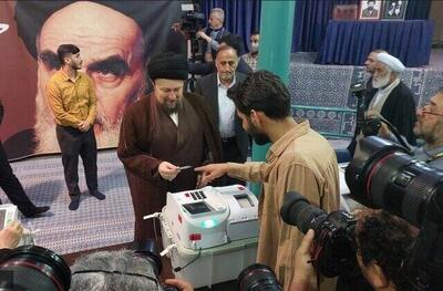 سیدحسن خمینی رای خود را در صندوق الکترونیکی انتخابات ثبت کرد