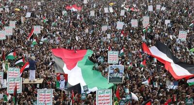 تظاهرات گسترده مردم یمن در حمایت از فلسطین