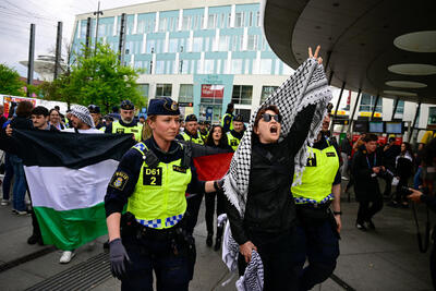 تجمع اعتراضی در سوئد به شرکت اسرائیل در مسابقات یوروویژن