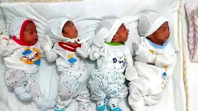 تولد نوزادان 4 قلو در کرمانشاه / خواهر و برادر شوکه شدند + عکس
