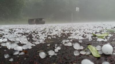 بارش وحشتناک تگرگ در نیشابور (فیلم)