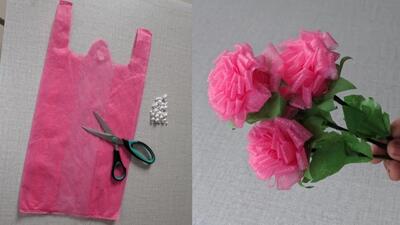 ایده های دکوراسیون منزل / یک دسته گل زیبا با کیسه های پلاستیکی بازیافتی درست کن