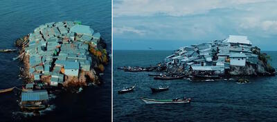 (تصاویر) پرازدحام ترین جزیره دنیا؛ کوچک‌تر از یک زمین فوتبال با ۱۰۰۰ ساکن