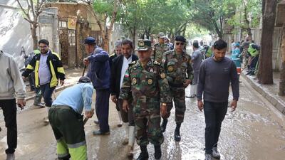 حضور تیم‌های بلیات ارتش در مناطق سیل‌زده مشهد