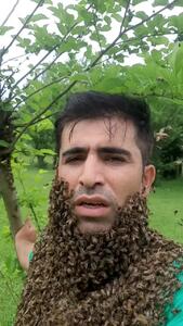 ریش این مرد از زنبور عسل است! / حرفهایی که میزند شوکه کننده است+ فیلم