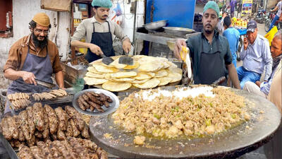 (ویدئو) غذای خیابانی در پاکستان؛ از کباب کوبیده متفاوت تا واویشکای جگر و گوشت