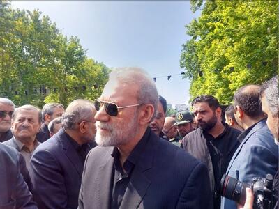 حضور علی لاریجانی در مراسم تشییع پیکر امیرعبداللهیان (فیلم)