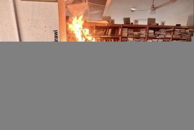 کتابخانه غزه از سوی نظامیان صهیونیست به آتش کشیده شد