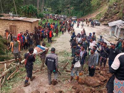 دولت پاپوآ گینه‌ٔ نو: دست‌کم ۲۰۰۰ نفر تاکنون در رانش زمین دفن شده‌اند (فیلم)