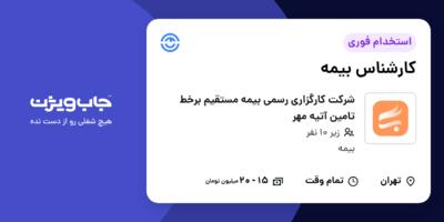 استخدام کارشناس بیمه در شرکت کارگزاری رسمی بیمه مستقیم برخط تامین آتیه مهر