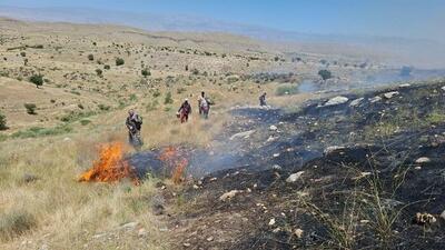 مهار آتش‌سوزی مراتع دامنه‌های کوه خائیز در کهگیلویه