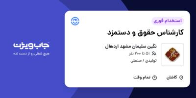 استخدام کارشناس حقوق و دستمزد در نگین سلیمان مشهد اردهال