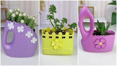ایده های خلاقانه گلدان های گل طبیعی از قوطی های پلاستیکی !