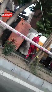 ویدیو جدید از حادثه واژگونی کامیون بونکر سیمان در کرج