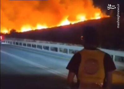 فیلم/ آتش‌سوزی در سرزمین‌های اشغالی در پی حملات حزب‌الله