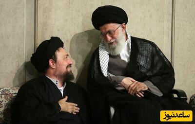 احوالپرسی کوتاه اما گرم رهبر معظم انقلاب با سیدحسن خمینی در مراسم سالگرد پدربزرگشان امام خمینی+ویدیو