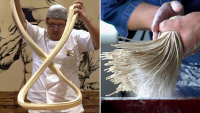 (ویدئو) هنر درست کردن رشته فرنگی دست ساز به روش آشپزهای چینی