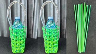 میخوای بری پیاده روی این جای بطری آب رو به راحتی با نی پلاستیکی بساز و با خودت ببر !